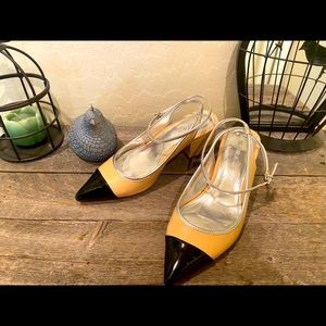 Zara two toned strappy block heeled pumps